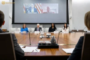 Federal Reserve board meeting during economic policy discussions as Fed faces Trump assaults and leadership transition challenges in 2026.